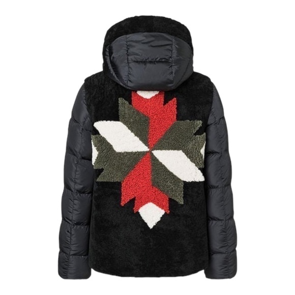 New! Bogner Chaqueta Tizia-dl‎ In Black Shearling and Leather Hooded Jacket - Picture 1 of 11